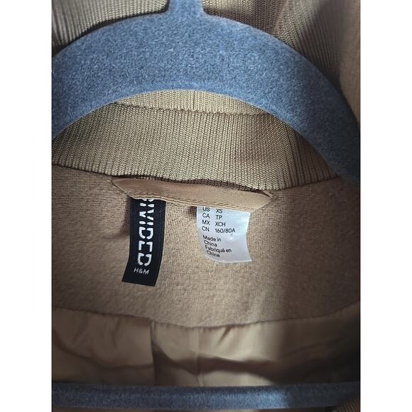 H&M Trench Coat Wool Blend Womens XS Jacket Camel Office Formal Holiday Party - Picture 4 of 10